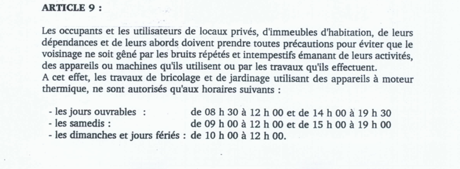 BRUITS DE VOISINAGE